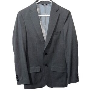 J.M. Haggar Men's Jacket Blazer‎ 34R Grey Two Button Dark Academia Practical